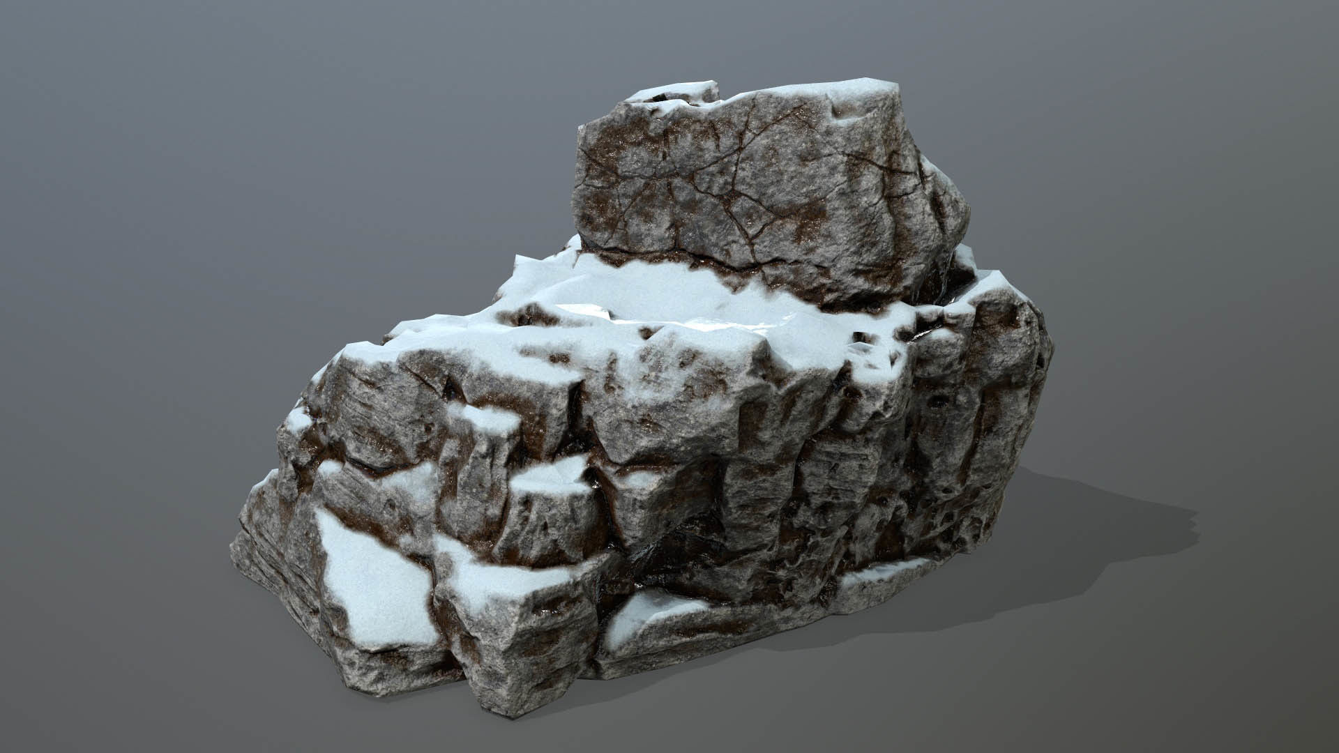 Rock set with snow Low-poly 3D model_3