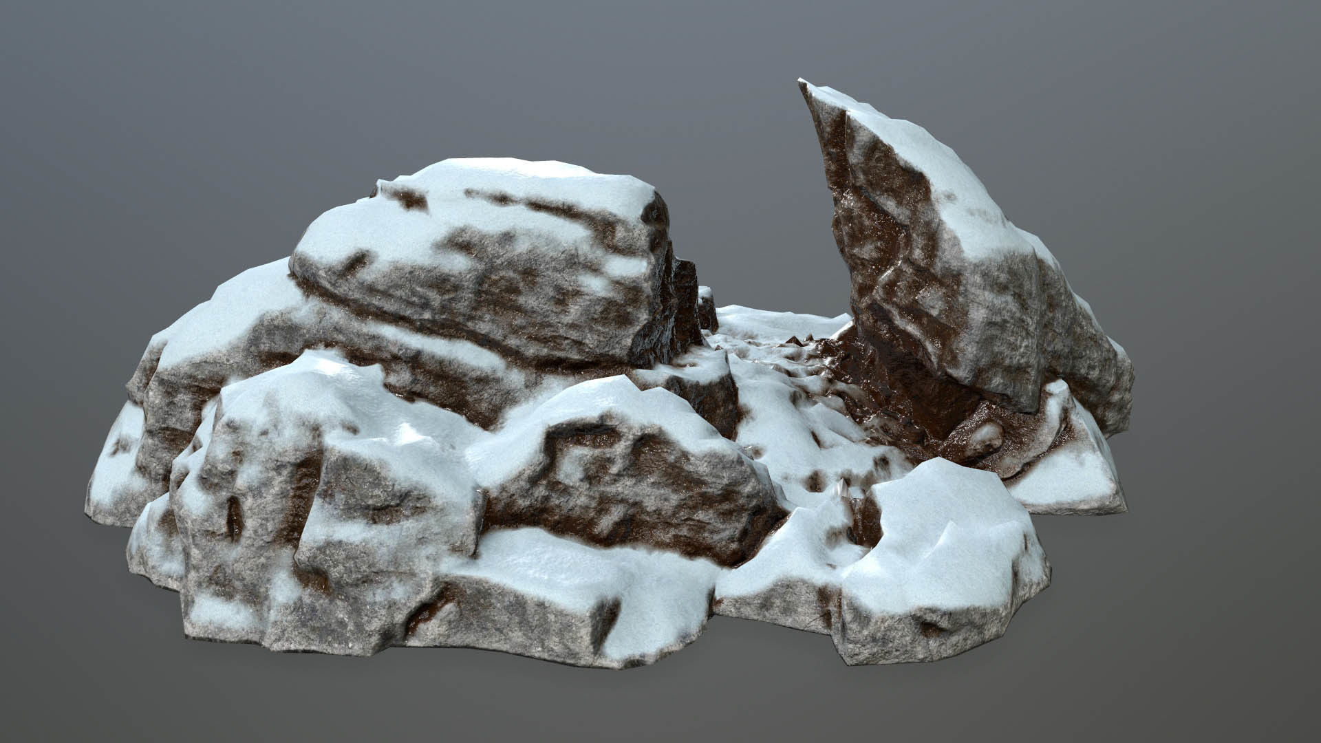 Rock set with snow Low-poly 3D model_37