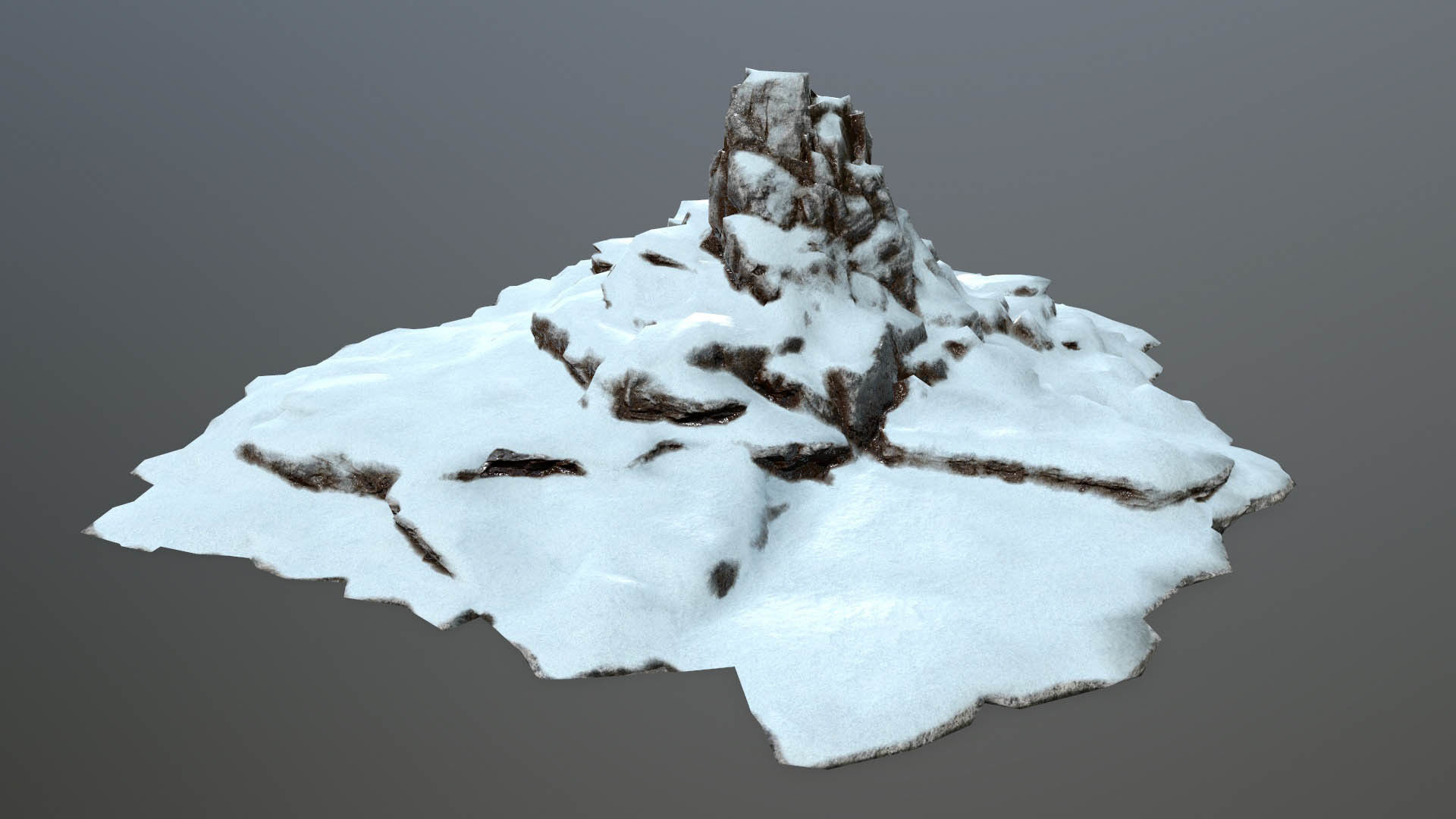 Rock set with snow Low-poly 3D model_15