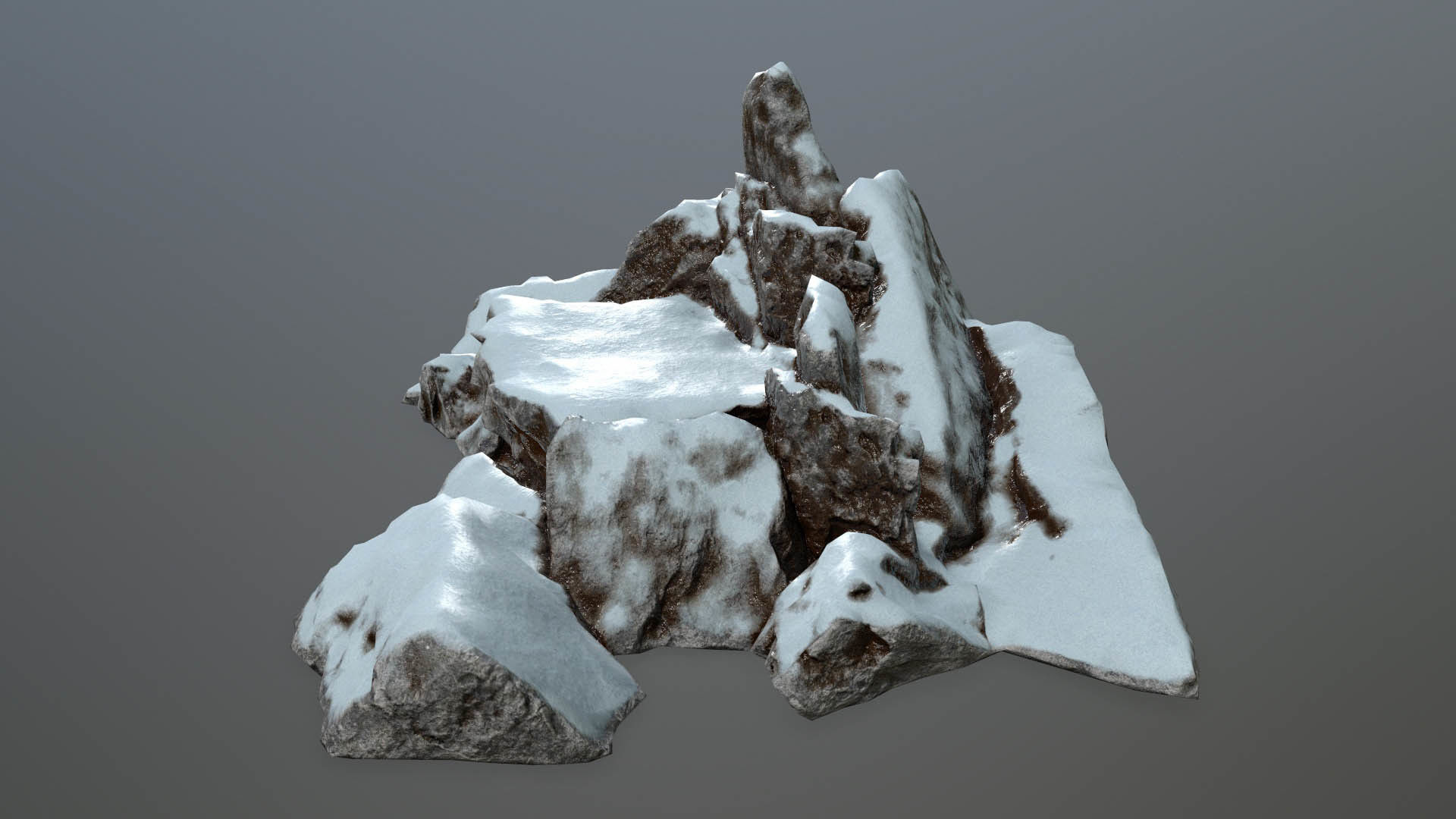 Rock set with snow Low-poly 3D model_34
