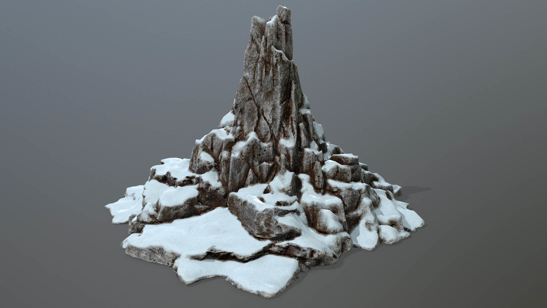 Rock set with snow Low-poly 3D model_11