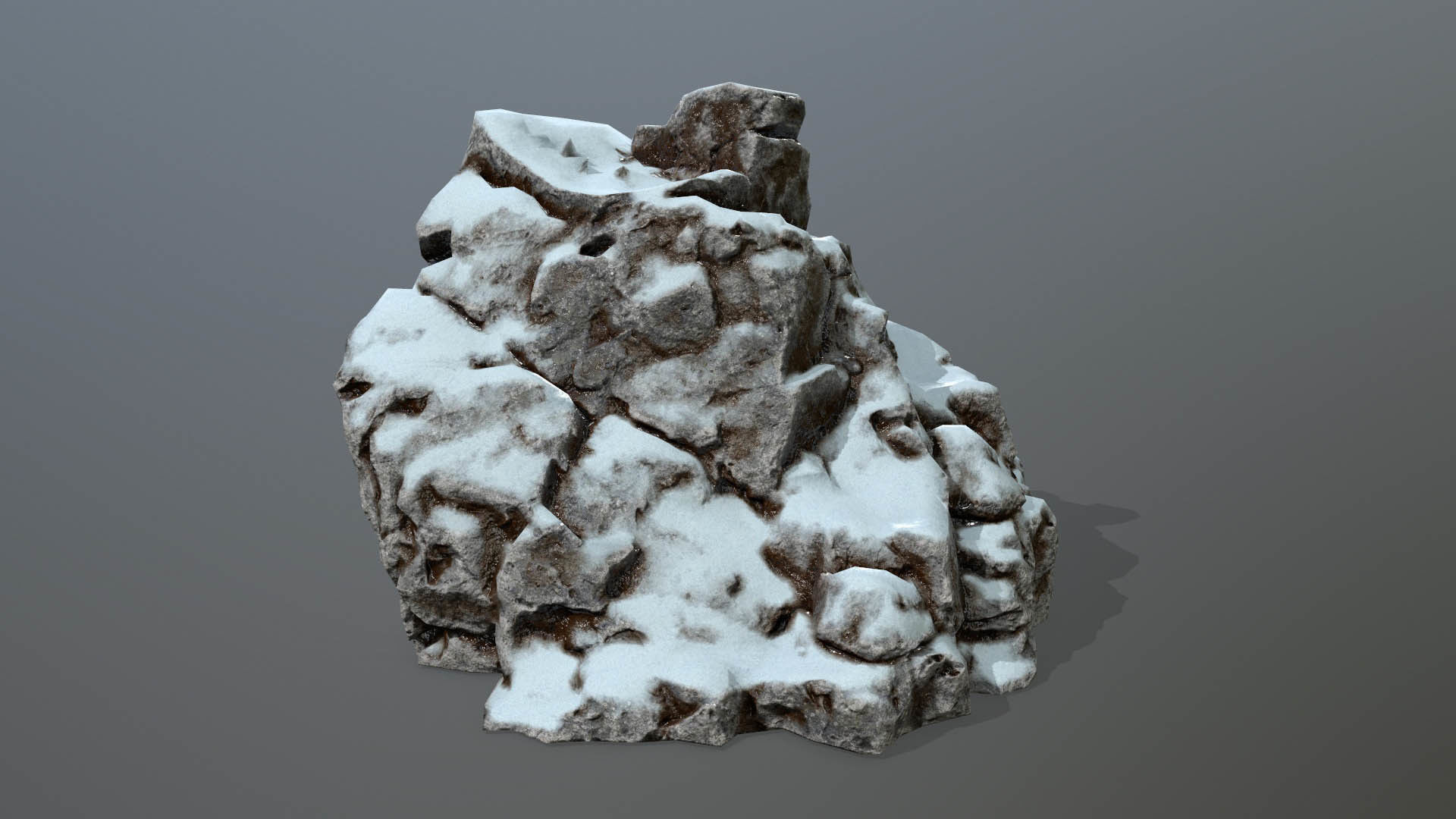 Rock set with snow Low-poly 3D model_2