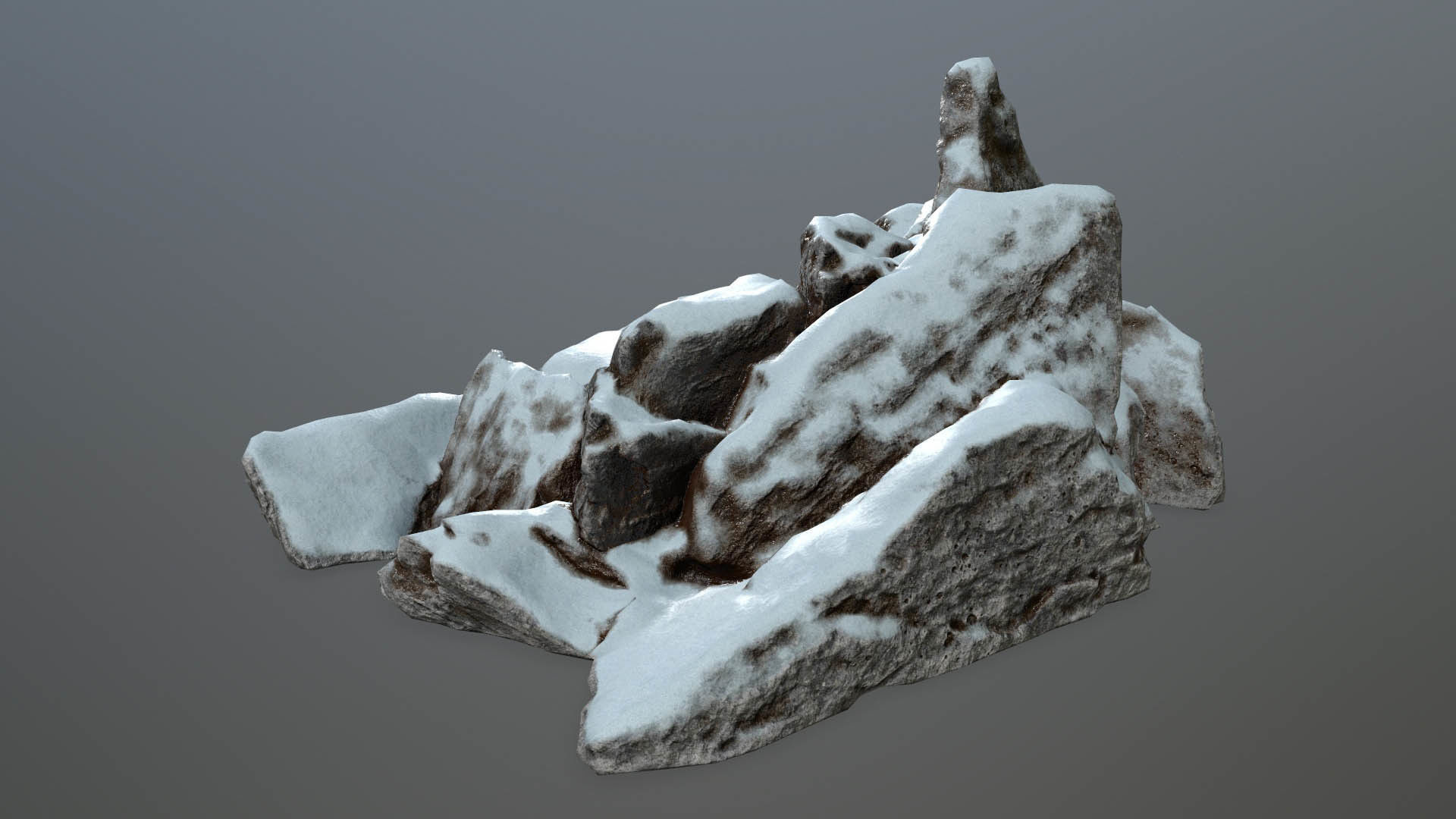 Rock set with snow Low-poly 3D model_33