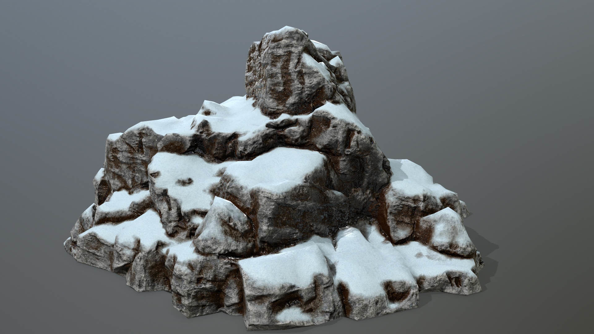 Rock set with snow Low-poly 3D model_8