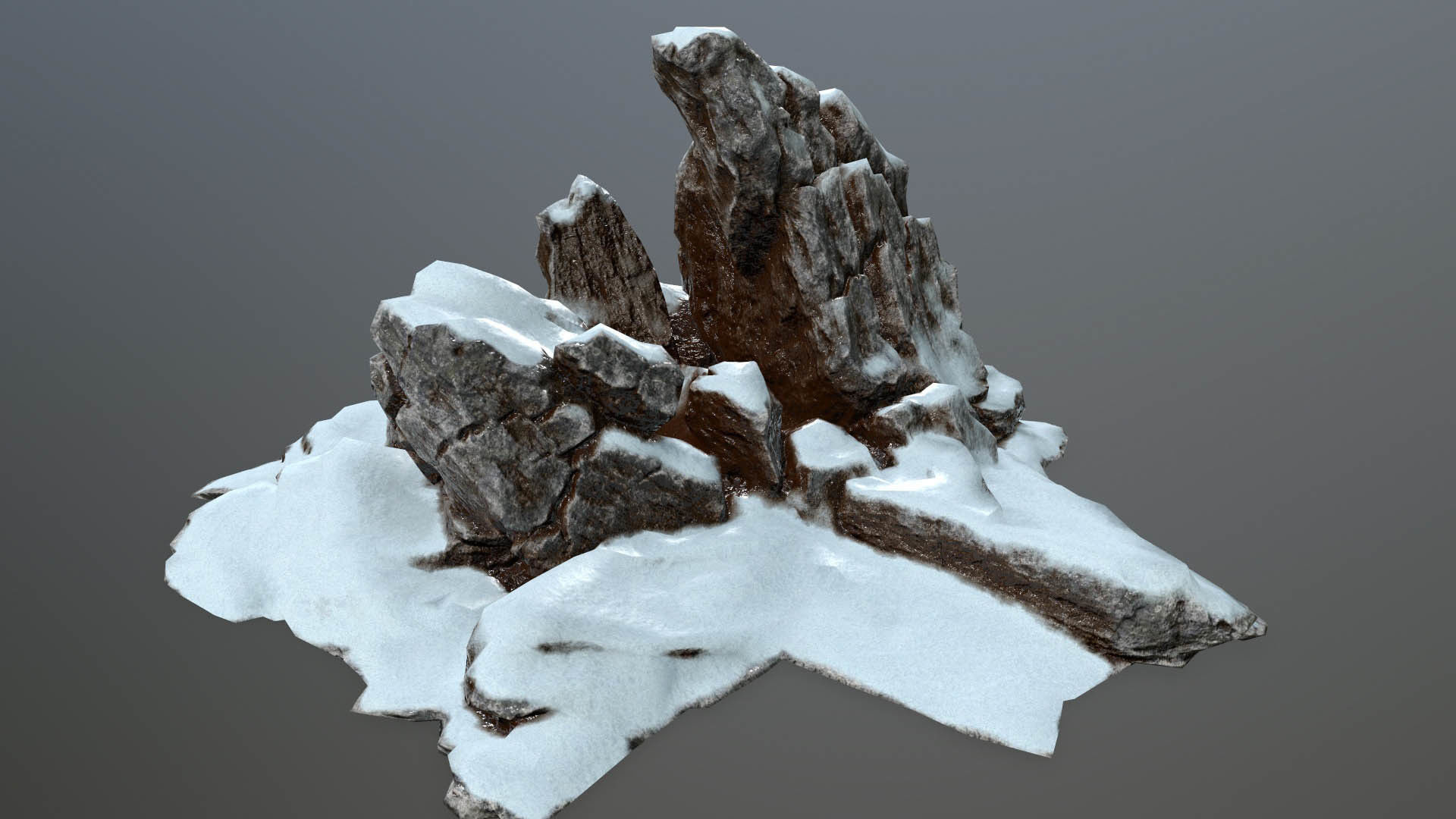 Rock set with snow Low-poly 3D model_20