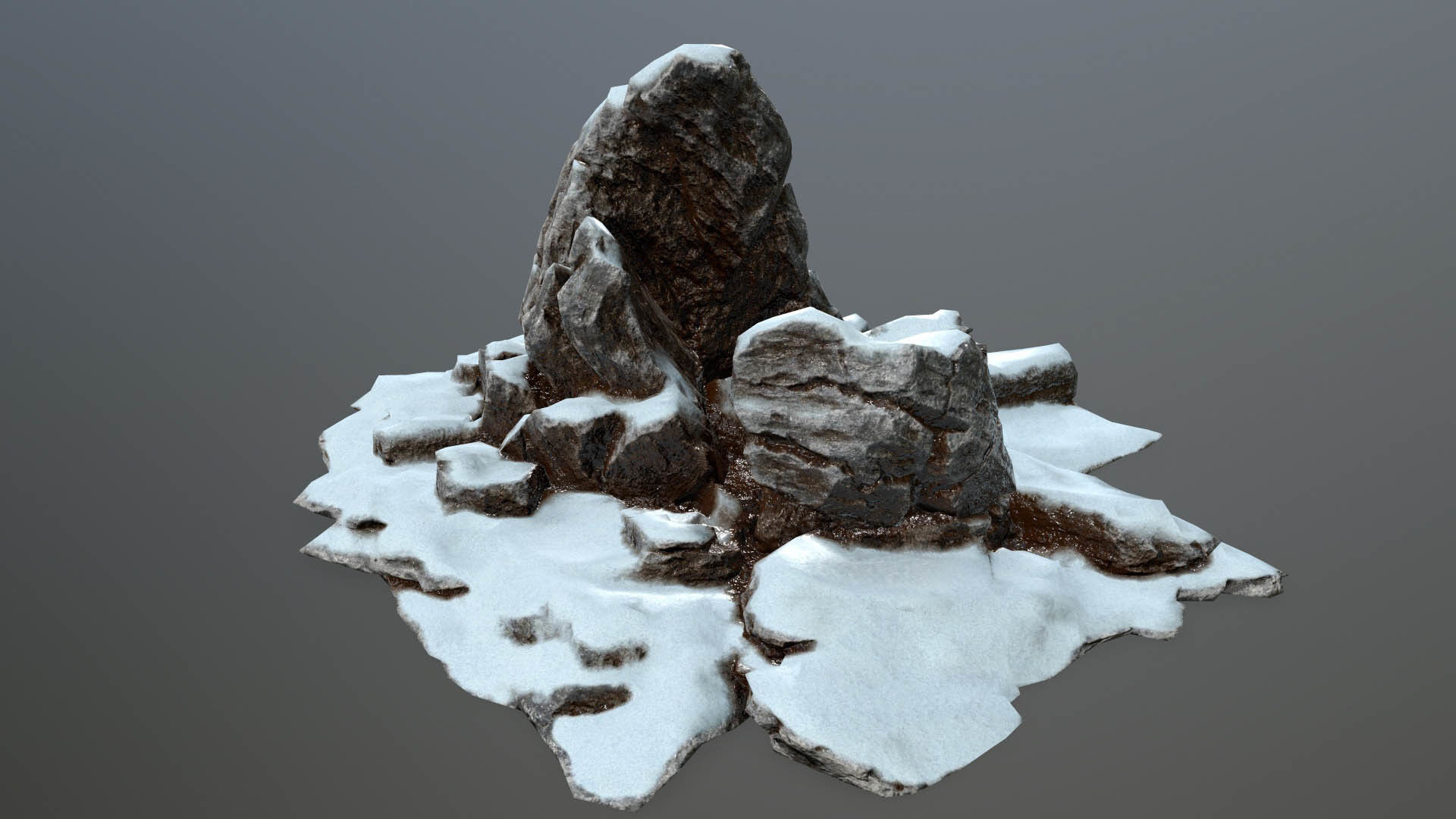 Rock set with snow Low-poly 3D model_21