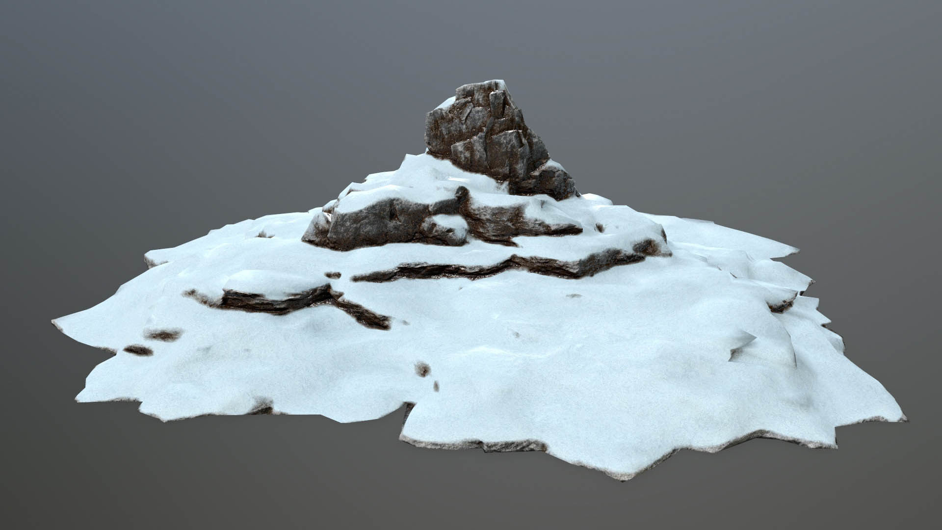 Rock set with snow Low-poly 3D model_13