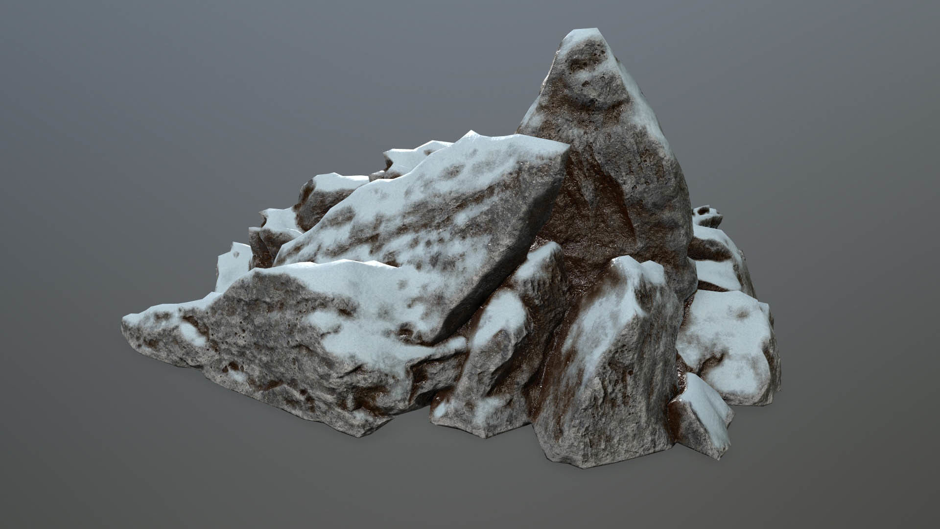 Rock set with snow Low-poly 3D model_32