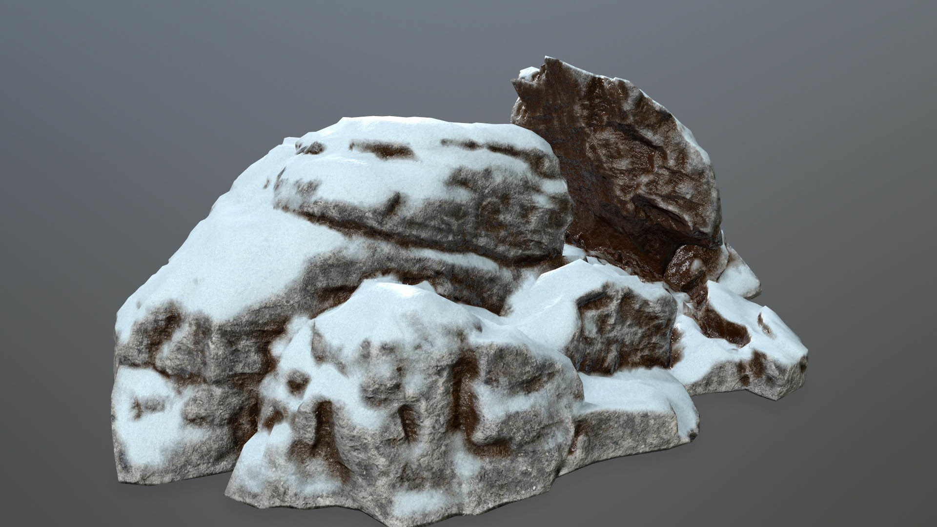 Rock set with snow Low-poly 3D model_38