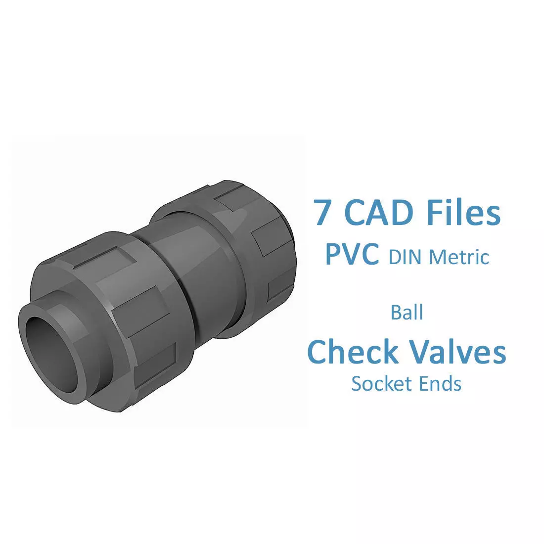 PVC Ball Check Valves - Socket Ends Free 3D model