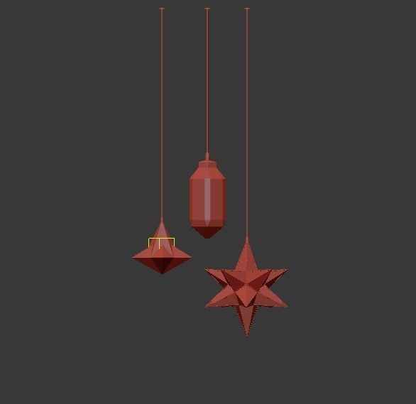 Moroccan three christmas ornaments hanging 3D model_1