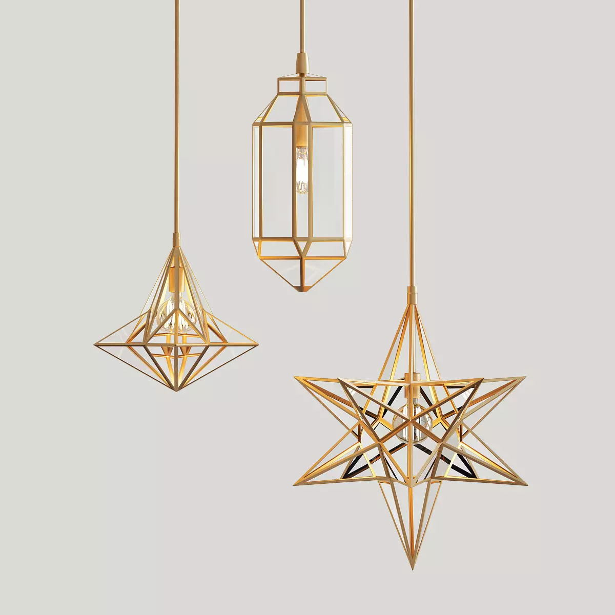 Moroccan three christmas ornaments hanging 3D model_0