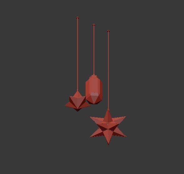 Moroccan three christmas ornaments hanging 3D model_2
