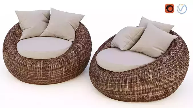Rattan chairs Kiwi  3D model