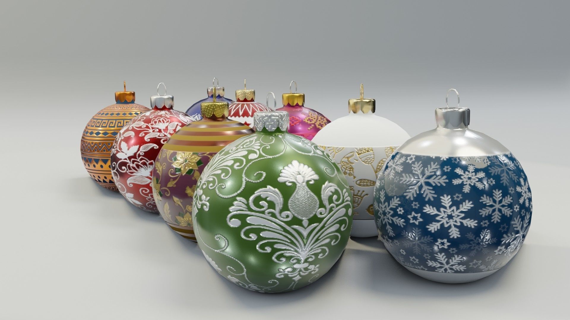 Christmas Baubles - 3D Low-poly 3D model_16