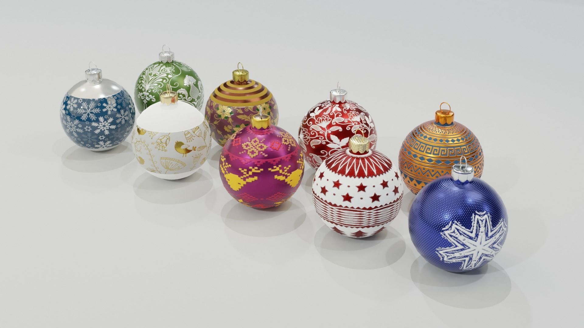 Christmas Baubles - 3D Low-poly 3D model_2