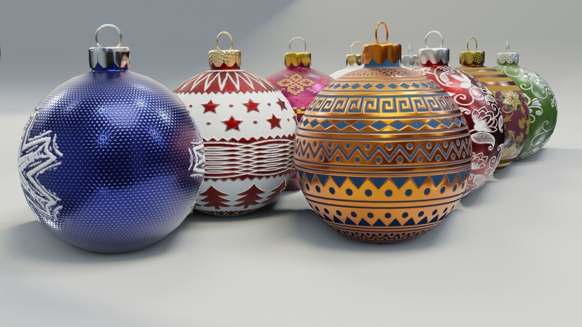 Christmas Baubles - 3D Low-poly 3D model_14