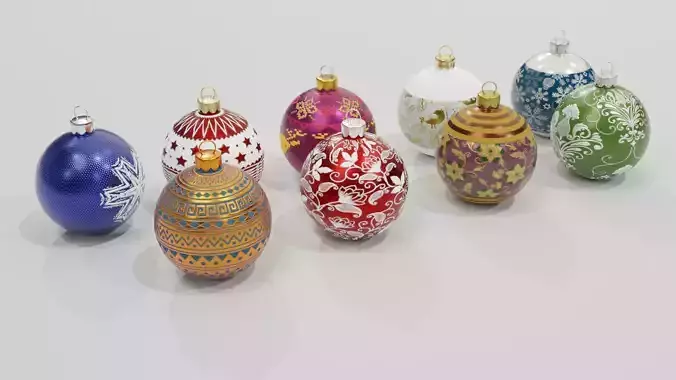 Christmas Baubles - 3D Low-poly 3D model