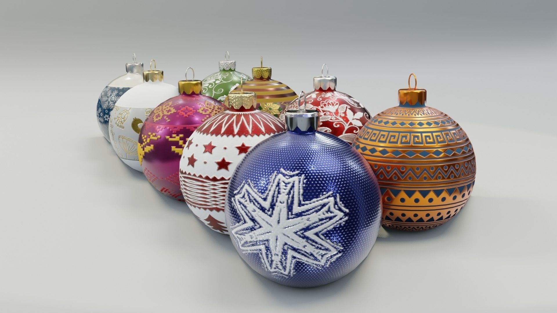 Christmas Baubles - 3D Low-poly 3D model_13