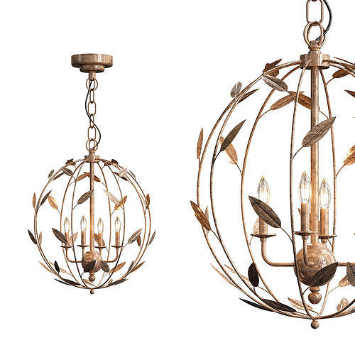 Uttermost chandelier with leaves hanging from it 3D model