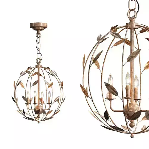 Uttermost chandelier with leaves hanging from it