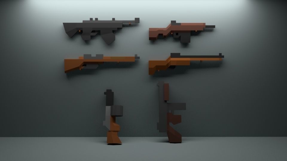 Low poly weapon pack Low-poly 3D model_3