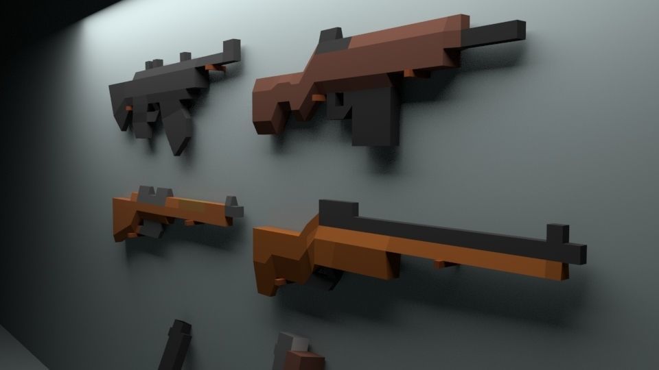 Low poly weapon pack Low-poly 3D model_2