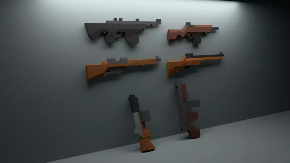 Low poly weapon pack Low-poly 3D model_0