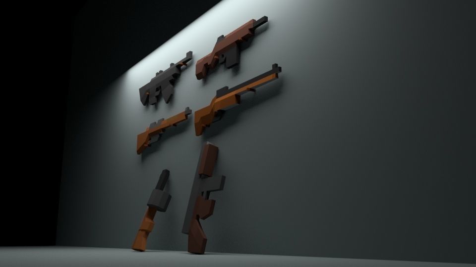 Low poly weapon pack Low-poly 3D model_1