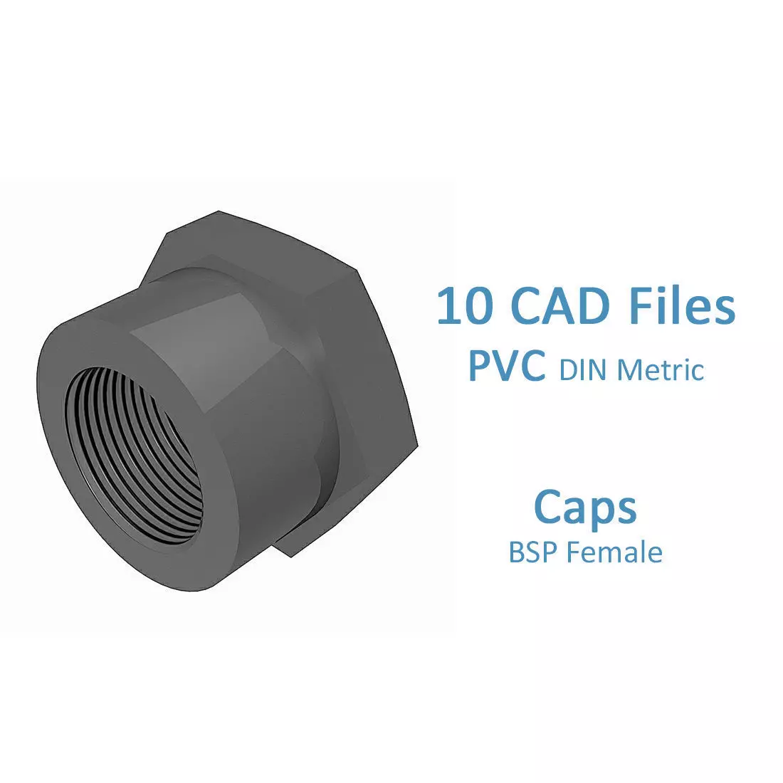 PVC End Caps - BSP Female Free 3D model