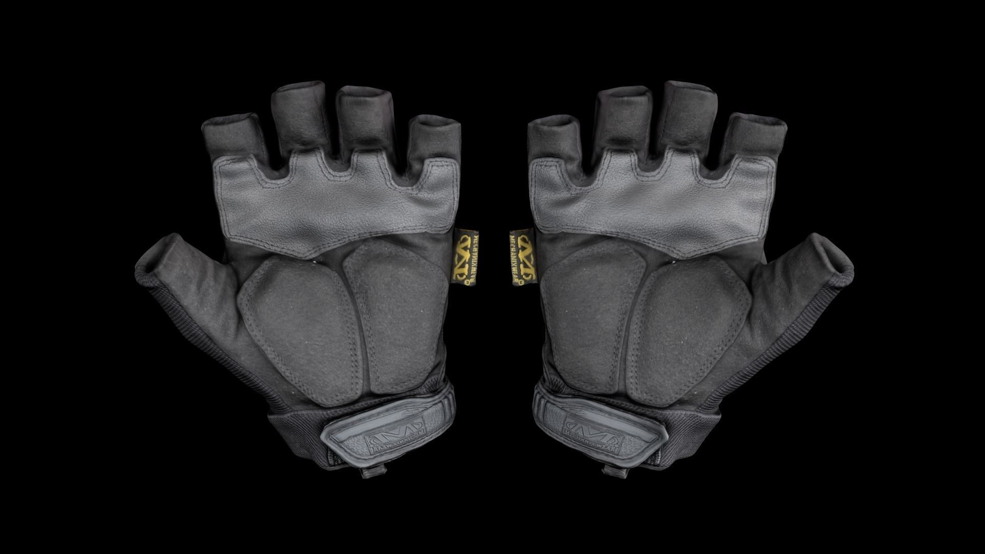 Military gloves half-finger of color black 17 Low-poly 3D model_1