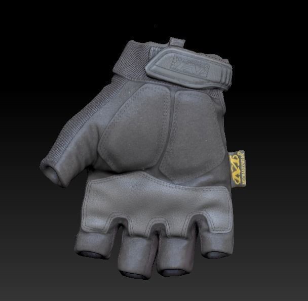 Military gloves half-finger of color black 17 Low-poly 3D model_4