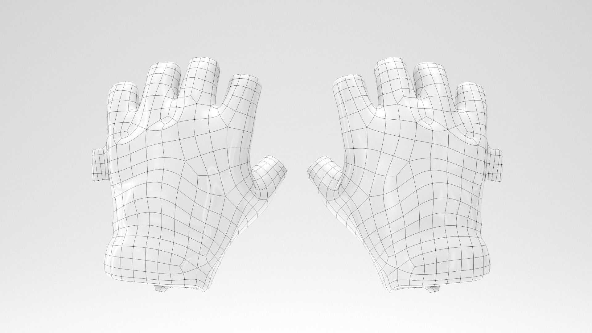 Military gloves half-finger of color black 17 Low-poly 3D model_2