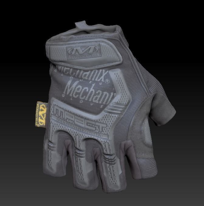 Military gloves half-finger of color black 17 Low-poly 3D model_5