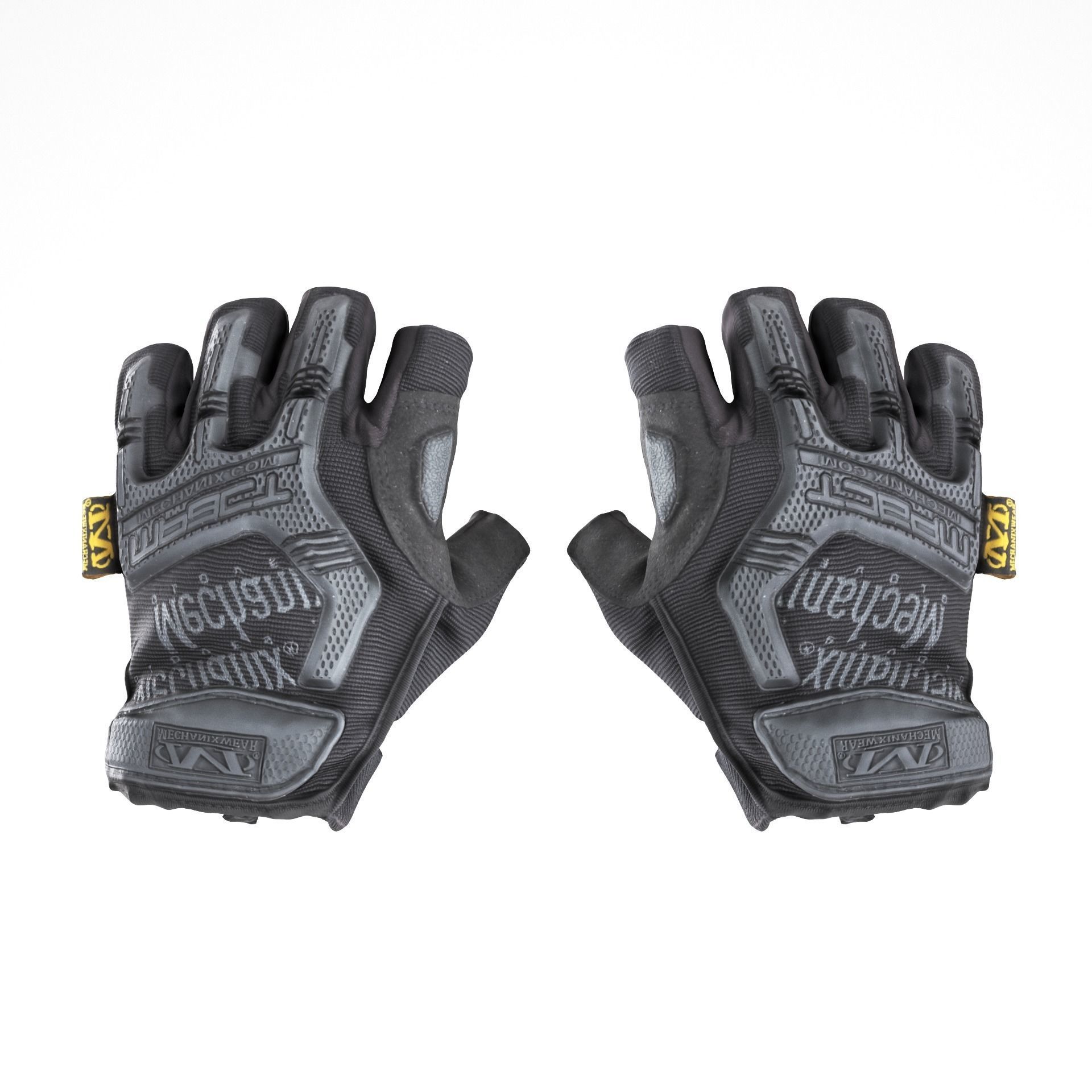 Military gloves half-finger of color black 17 Low-poly 3D model_8