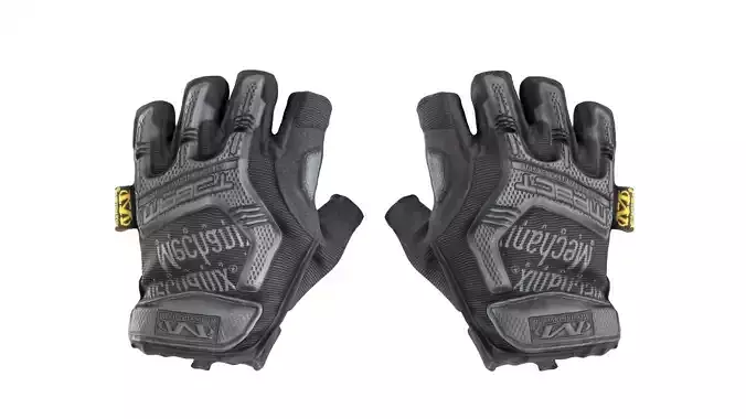 Military gloves half-finger of color black 17 Low-poly 3D model