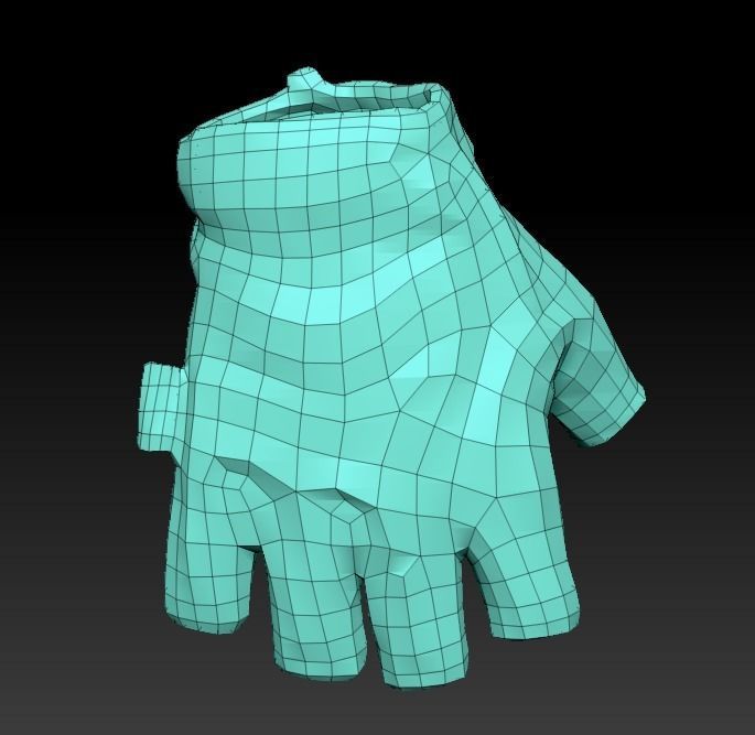 Military gloves half-finger of color black 17 Low-poly 3D model_6