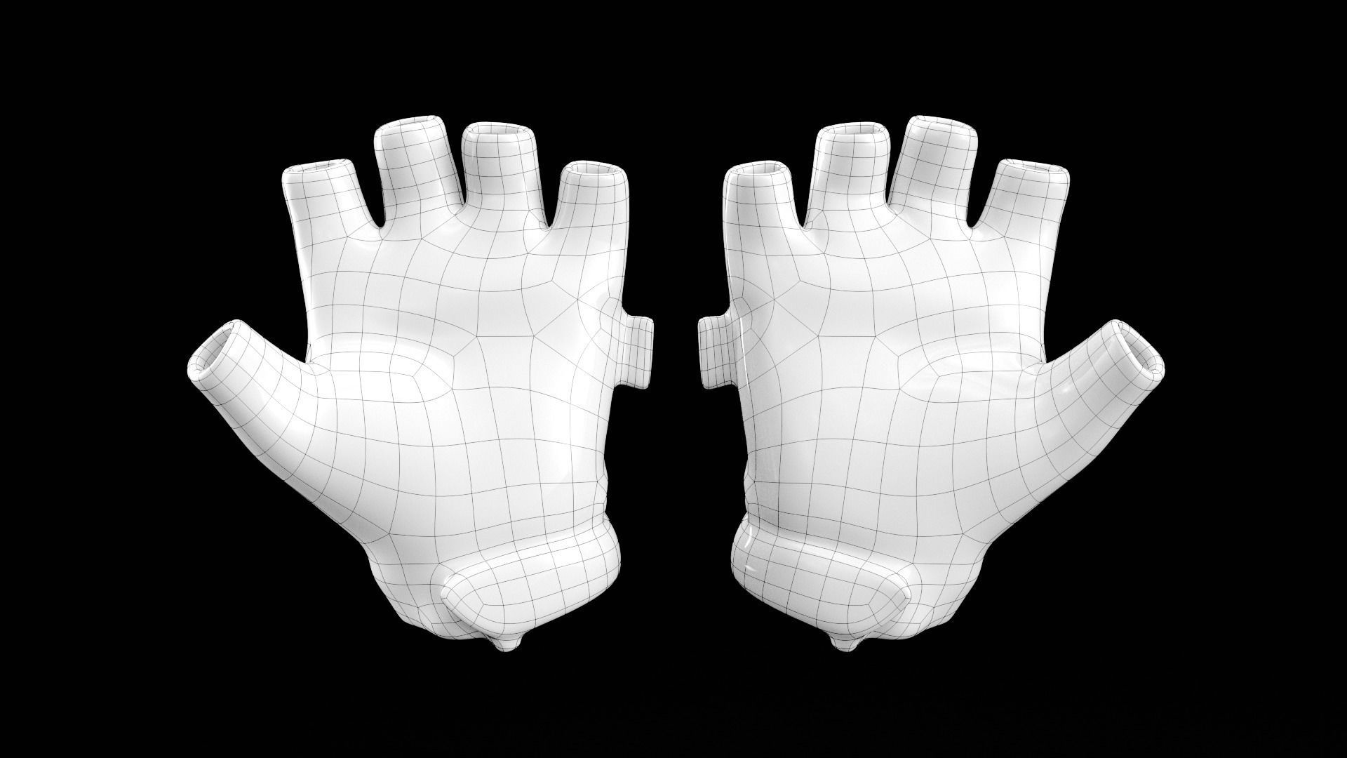 Military gloves half-finger of color black 17 Low-poly 3D model_3