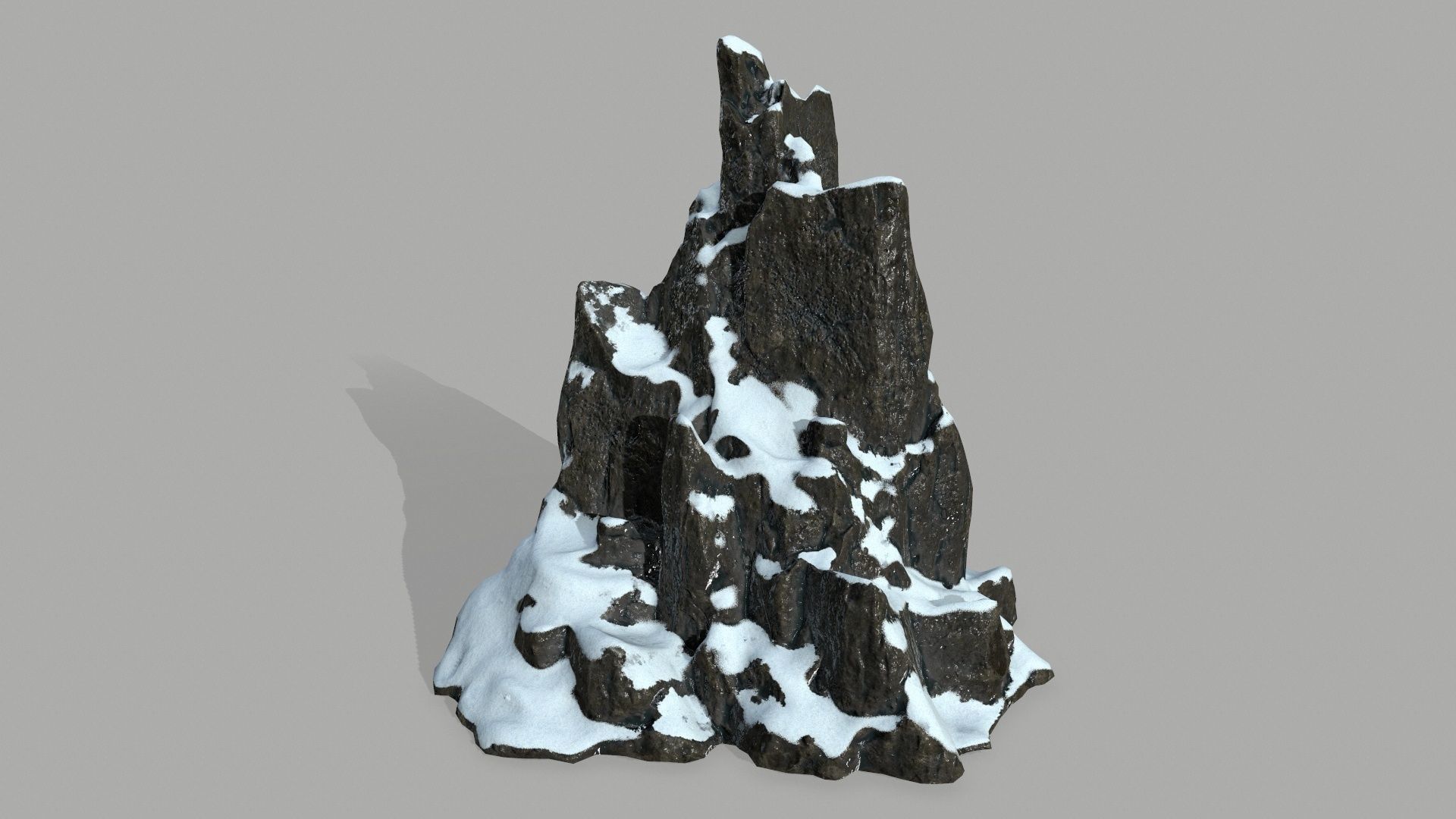 Rock set mountain with snow Low-poly 3D model_2