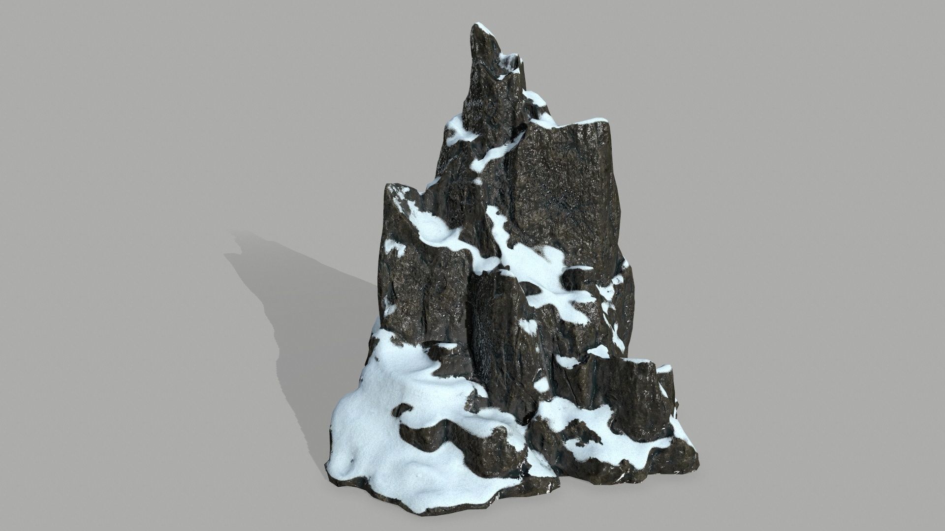 Rock set mountain with snow Low-poly 3D model_3