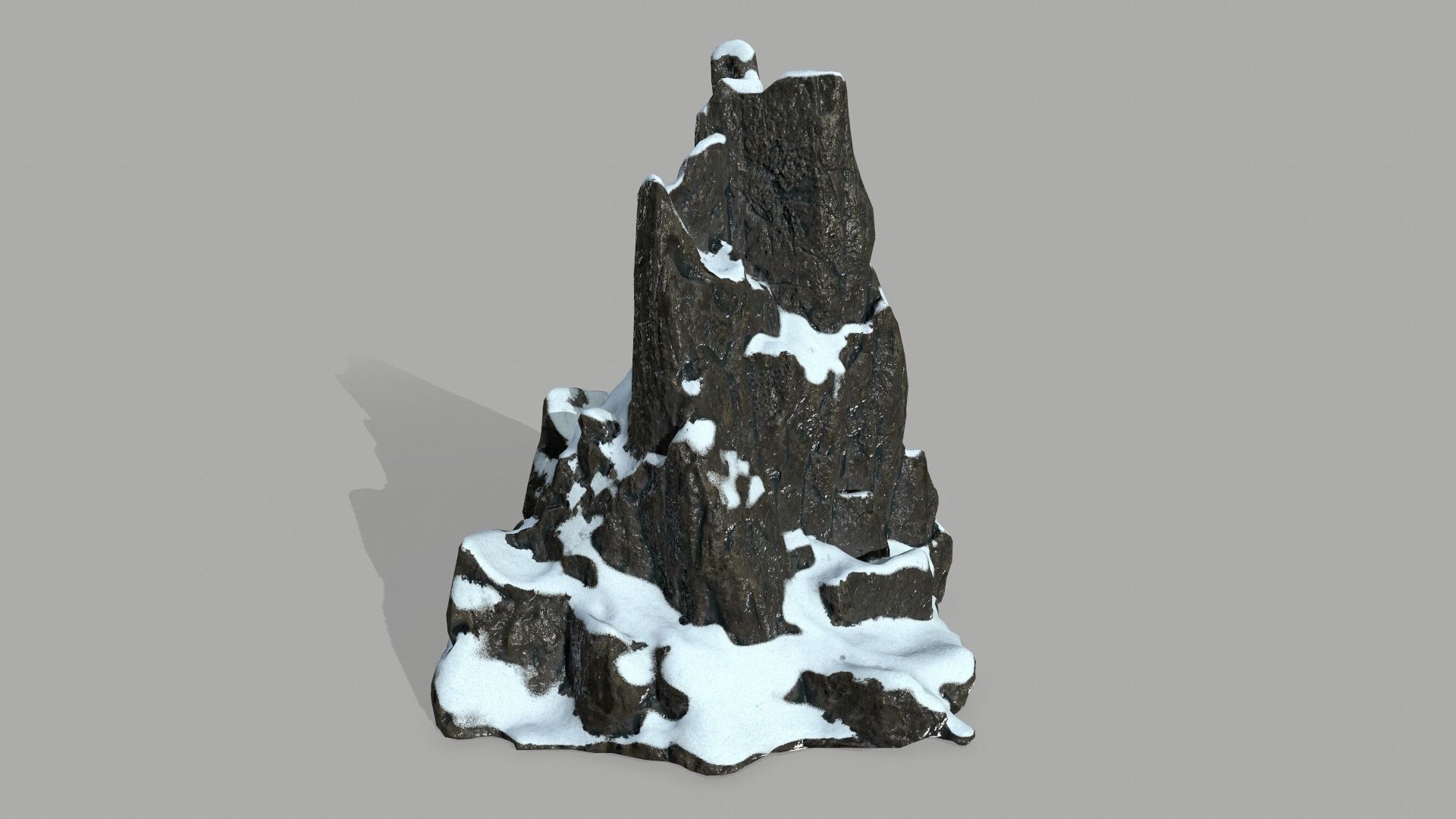 Rock set mountain with snow Low-poly 3D model_10