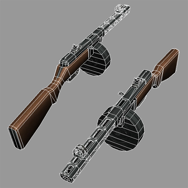 Soviet Soldier and Ppsh 41 Low-poly 3D model_10