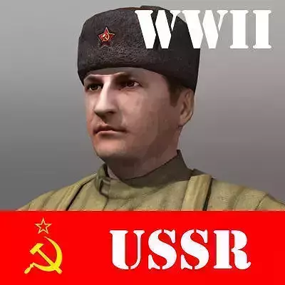 Soviet Soldier and Ppsh 41 Low-poly 3D model