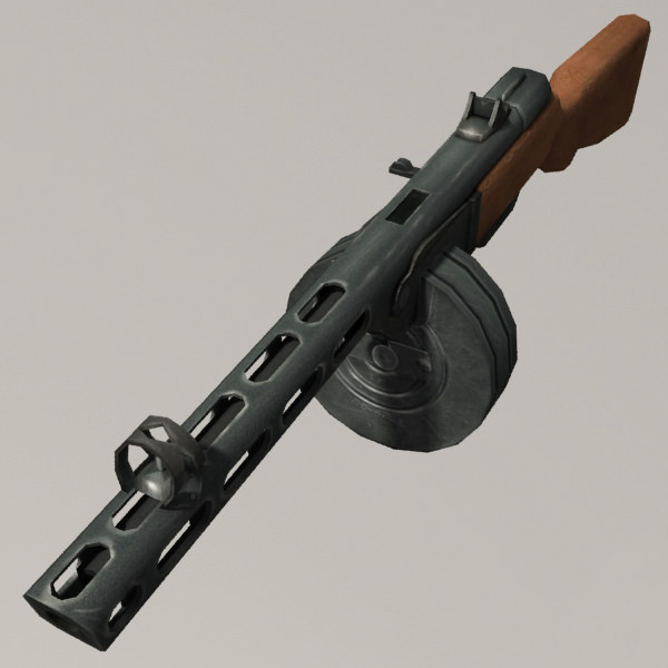 Soviet Soldier and Ppsh 41 Low-poly 3D model_9