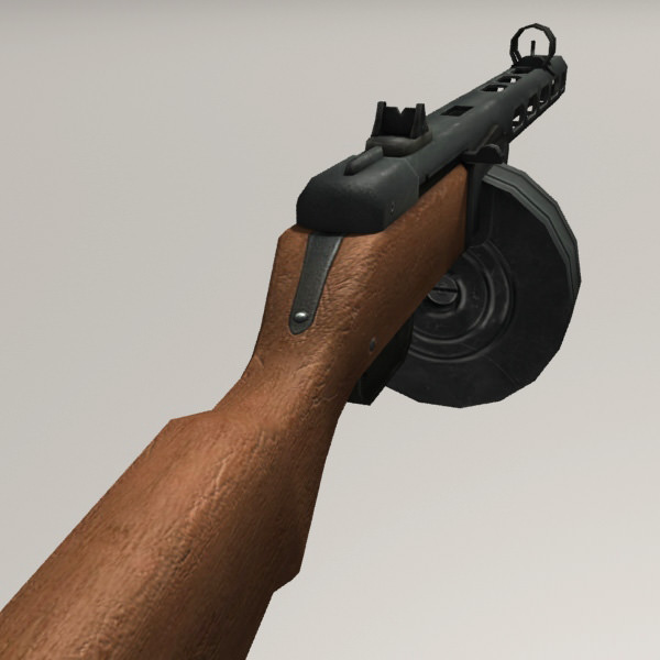 Soviet Soldier and Ppsh 41 Low-poly 3D model_8