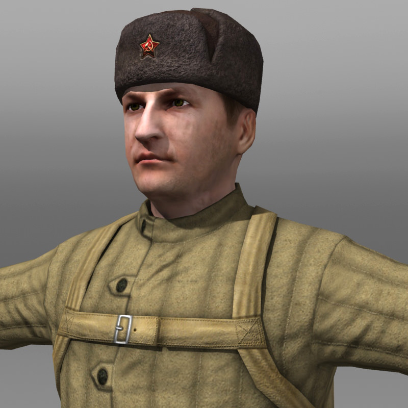 Soviet Soldier and Ppsh 41 Low-poly 3D model_3