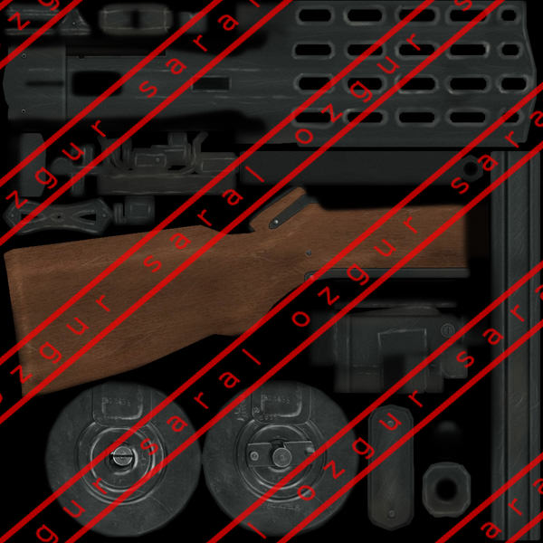 Soviet Soldier and Ppsh 41 Low-poly 3D model_11
