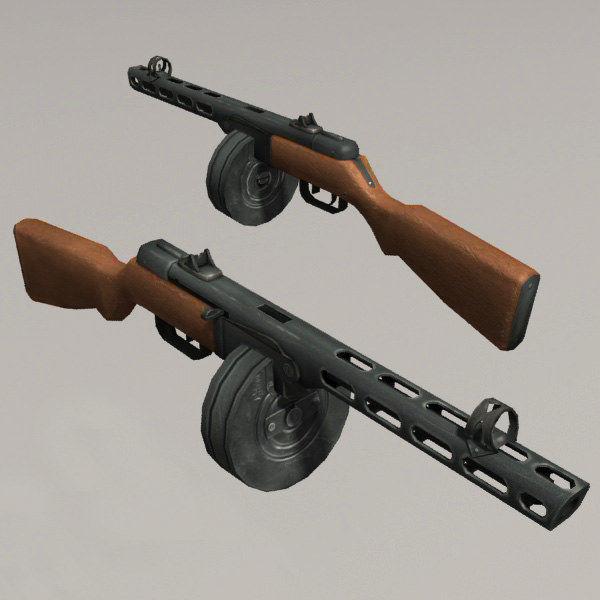 Soviet Soldier and Ppsh 41 Low-poly 3D model_7