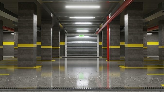 underground parking Low-poly 3D model