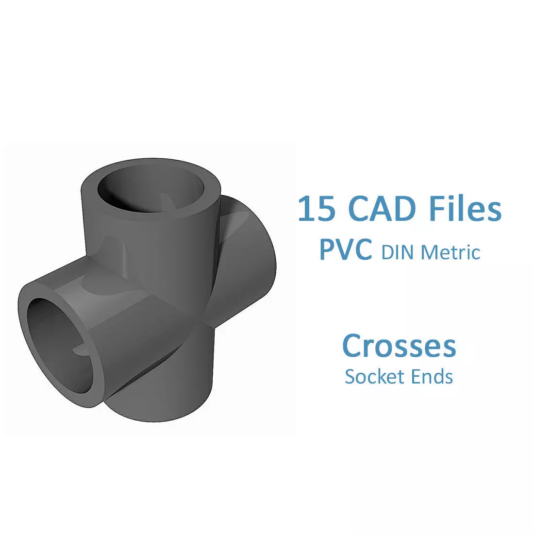 PVC Crosses - Socket Ends Free 3D model